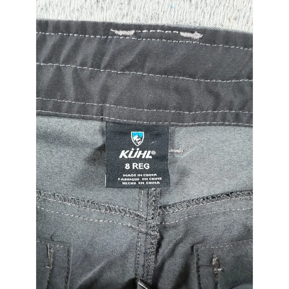 Kuhl Trekr Pants Womens 8 Gray Logo Nylon Mid Rise Straight Leg Hiking Camping